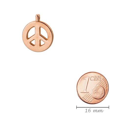 Zamak-Anhänger Peace Zeichen rose gold 15x18mm 24K vergoldet