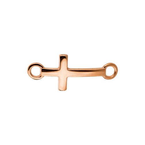 Zamak hanger / tussenstuk kruis roségoud 14x8mm roséverguld