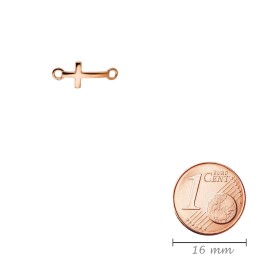Zamac pendant/connector cross rose gold 14x8mm 24K rose gold plated