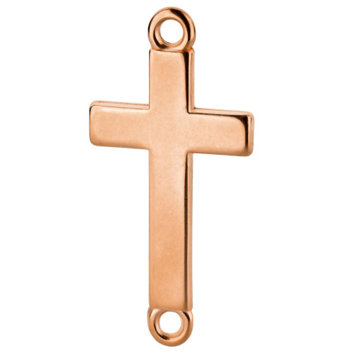 Zamak hanger / tussenstuk kruis roségoud 34x16mm roséverguld