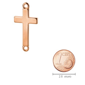 Zamak hanger / tussenstuk kruis roségoud 34x16mm roséverguld