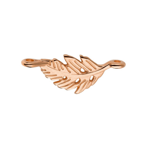Zamak leaf pendant / connector rose gold 22x9mm rose gold plated