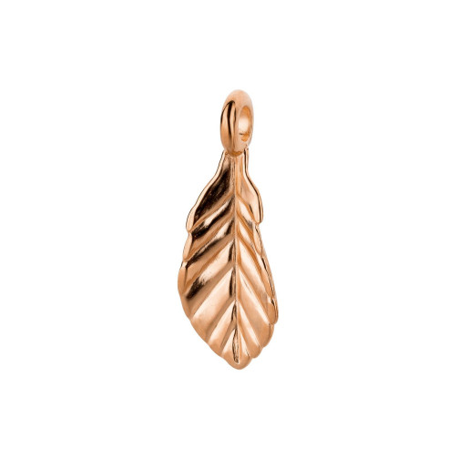 Pendentif feuille Zamak or rose 19x7mm plaqué or rose