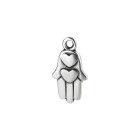 Pendentif en zamak Main de Hamsa argent antique 8x13mm 999° plaqué argent