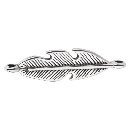 Zamak pendant/connector Feather antique silver 29x8mm 999° silver plated