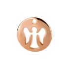 Pendentif rond Zamak motif ange or rose 16mm plaqué or rose