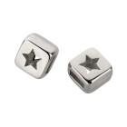 Zamak sliding bead Square Star silver antique ID 5x2mm 999° silver plated