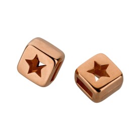 Zamak sliding bead Square Star rose gold ID 5x2mm 24K...