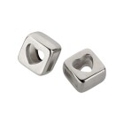 Zamak sliding bead Square Heart silver antique ID 5x2mm 999° silver plated