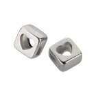 Cuenta deslizante de Zamak Cuadrada Corazón de plata antigua ID 5x2mm 999° bañado en plata