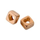 Perlina scorrevole Zamak Quadrata Cuore oro rosa ID 5x2mm argento placcato oro rosa 24K
