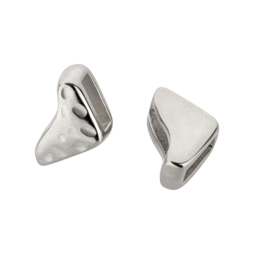 Cuenta deslizante de Zamak Medio cuadrado martillado de plata antigua ID 5x2mm 999° bañado en plata