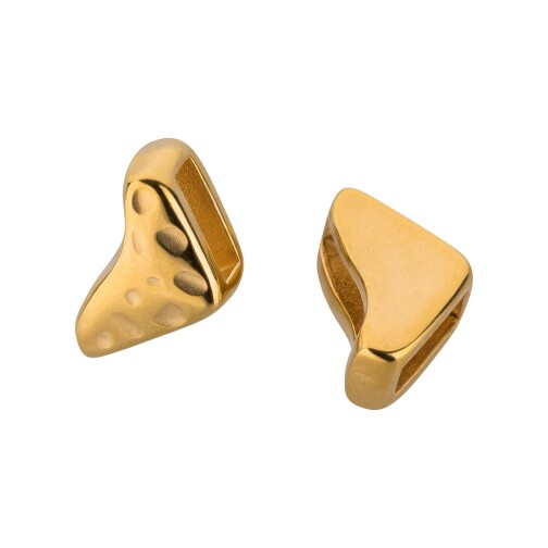 Zamak schuifkraal / schuiver half vierkant gehamerd goud ID 5x2mm 24K verguld