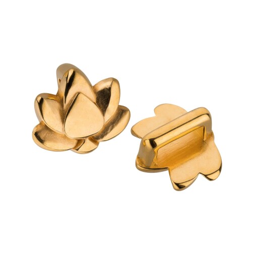 Zamak sliding bead Lotus Flower gold ID 5x2mm 24K gold plated