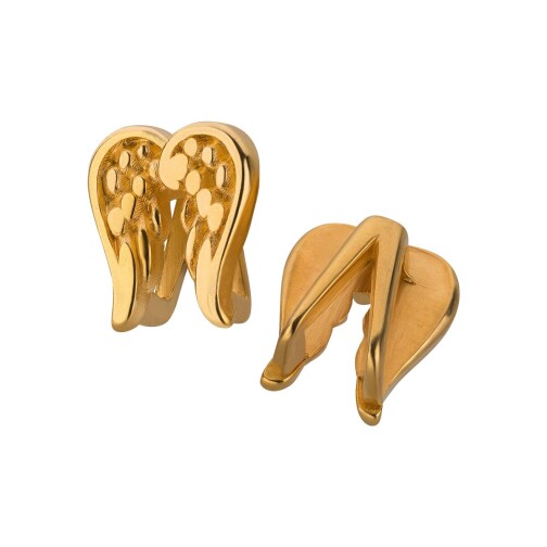 Zamak sliding bead Angel Wings gold ID 5x2mm 24K gold plated