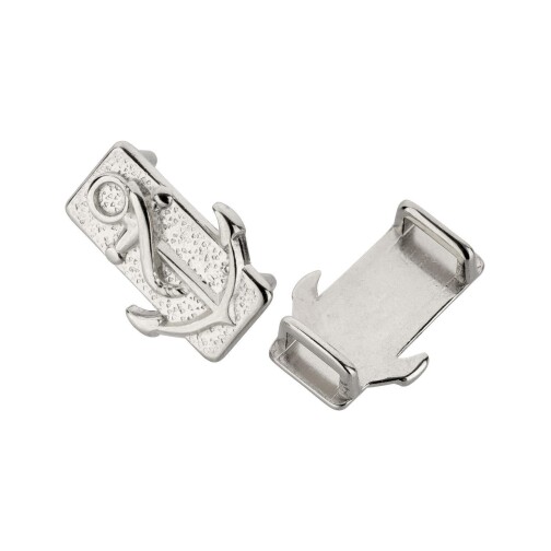 Cuenta deslizante de Zamak Motivo de ancla rectangular de plata antigua ID 5x2mm 999° chapado en plata