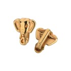 Zamak sliding bead Elephant Head gold ID 5x2mm 24K gold plated