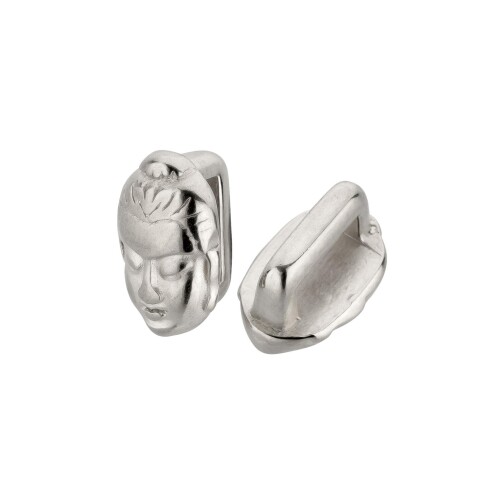 Cuenta deslizante de Zamak Cabeza de Buda de plata antigua ID 5x2mm 999° chapado en plata
