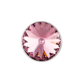 Slider antik silber 14mm (ID 10x2mm) mit Rivoli in Light Rose 12mm 999° antik versilbert