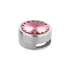 Slider antik silber 14mm (ID 10x2mm) mit Rivoli in Light Rose 12mm 999° antik versilbert