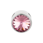 Cuenta redonda deslizable con Rivoli en Light Rose 12mm (ID 10x2mm) de plata antigua