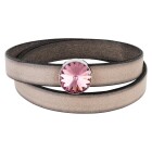 Cuenta redonda deslizable con Rivoli en Light Rose 12mm (ID 10x2mm) de plata antigua