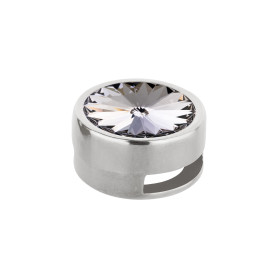 Slider plata antigua 14mm (ID 10x2mm) con Rivoli en Smoky Mauve 12mm 999° plateado estilo antiguo