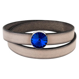 Slider argento antico 14mm (ID 10x2mm) con Rivoli in Majestic Blue 12mm 999° argentato stile antico