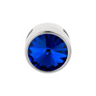 Slider argento antico 14mm (ID 10x2mm) con Rivoli in Majestic Blue 12mm 999° argentato stile antico