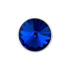 Cuenta redonda deslizable con Rivoli en Majestic Blue 12mm (ID 10x2mm) de plata antigua