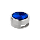 Cuenta redonda deslizable con Rivoli en Majestic Blue 12mm (ID 10x2mm) de plata antigua