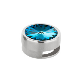 Slider argent antique 14mm (ID 10x2mm) avec Rivoli en Crystal Army Green DeLite 12mm 999° argenté style antique
