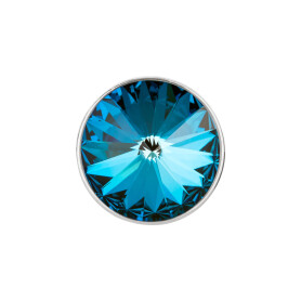Cuenta redonda deslizable con Rivoli en Crystal Army Green DeLite 12mm (ID 10x2mm) de plata antigua