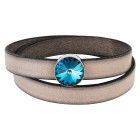 Slider argent antique 14mm (ID 10x2mm) avec Rivoli en Crystal Army Green DeLite 12mm 999° argenté style antique