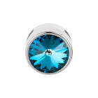 Cuenta redonda deslizable con Rivoli en Crystal Army Green DeLite 12mm (ID 10x2mm) de plata antigua
