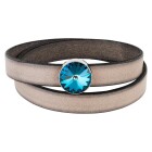 Cuenta redonda deslizable con Rivoli en Crystal Army Green DeLite 12mm (ID 10x2mm) de plata antigua