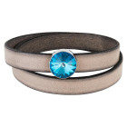 Slider plata antigua 14mm (ID 10x2mm) con Rivoli en Crystal Ocean DeLite 12mm 999° plateado estilo antiguo