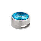 Slider plata antigua 14mm (ID 10x2mm) con Rivoli en Crystal Ocean DeLite 12mm 999° plateado estilo antiguo