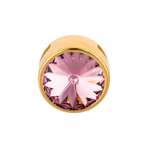 Slider mit Rivoli Light Rose 12mm (ID 10x2mm) gold