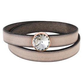 Slider oro rosa 14mm (ID 10x2mm) con Rivoli en Crystal 12mm 24K chapado en oro rosa