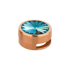 Slider rosegold 14mm (ID 10x2mm) mit Rivoli in Aquamarine 12mm 24K rosé vergoldet