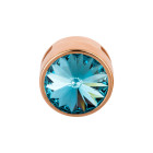 Slider rosegold 14mm (ID 10x2mm) mit Rivoli in Aquamarine 12mm 24K rosé vergoldet