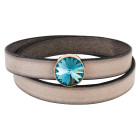 Slider rosegold 14mm (ID 10x2mm) mit Rivoli in Aquamarine 12mm 24K rosé vergoldet