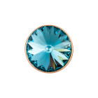 Slider rosegold 14mm (ID 10x2mm) mit Rivoli in Aquamarine 12mm 24K rosé vergoldet