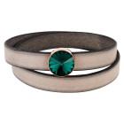 Slider rosegoud 14mm (ID 10x2mm) met Rivoli in Emerald 12mm 24K rosé verguld