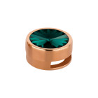 Slider rosegoud 14mm (ID 10x2mm) met Rivoli in Emerald 12mm 24K rosé verguld