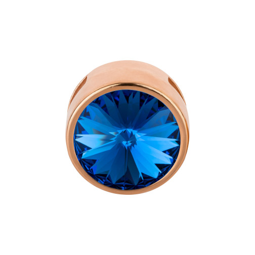 Slider oro rosa 14mm (ID 10x2mm) con Rivoli en Sapphire 12mm 24K chapado en oro rosa
