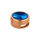 Slider oro rosa 14mm (ID 10x2mm) con Rivoli en Sapphire 12mm 24K chapado en oro rosa
