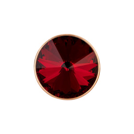 Slider rosegold 14mm (ID 10x2mm) mit Rivoli in Siam 12mm 24K rosé vergoldet