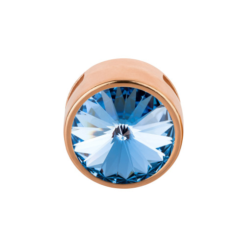 Slider rose gold 14mm (ID 10x2mm) with Rivoli in Light Sapphire 12mm 24K rose gold plated